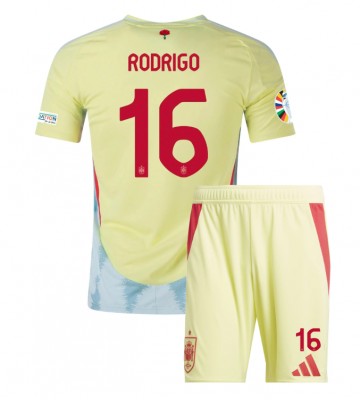 Spanien Rodri Hernandez #16 Udebanesæt Børn EM 2024 Kort ærmer (+ korte bukser)